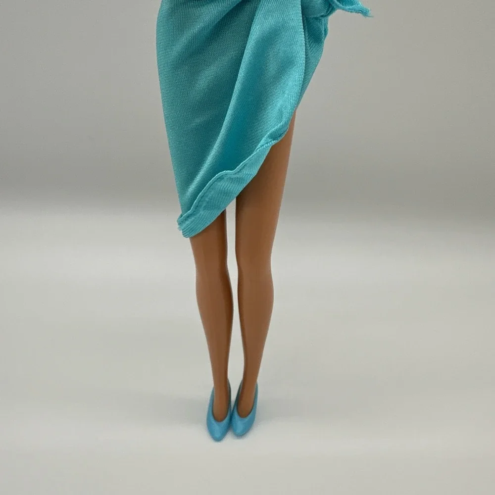 Vintage Barbie Fashion Fun #2086 Turquoise One Shoulder Dress Heels Mattel 1985